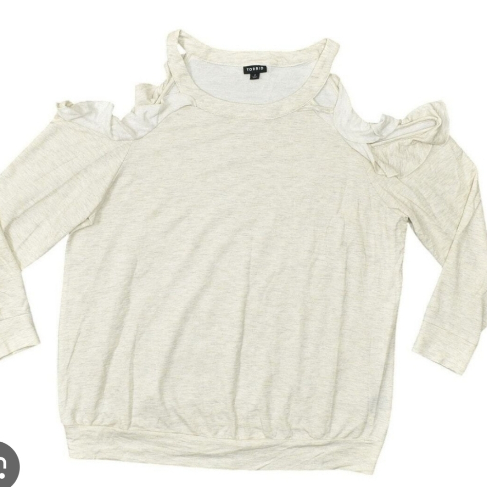 Torrid Cold Shoulder Ruffle Long Sleeve Top